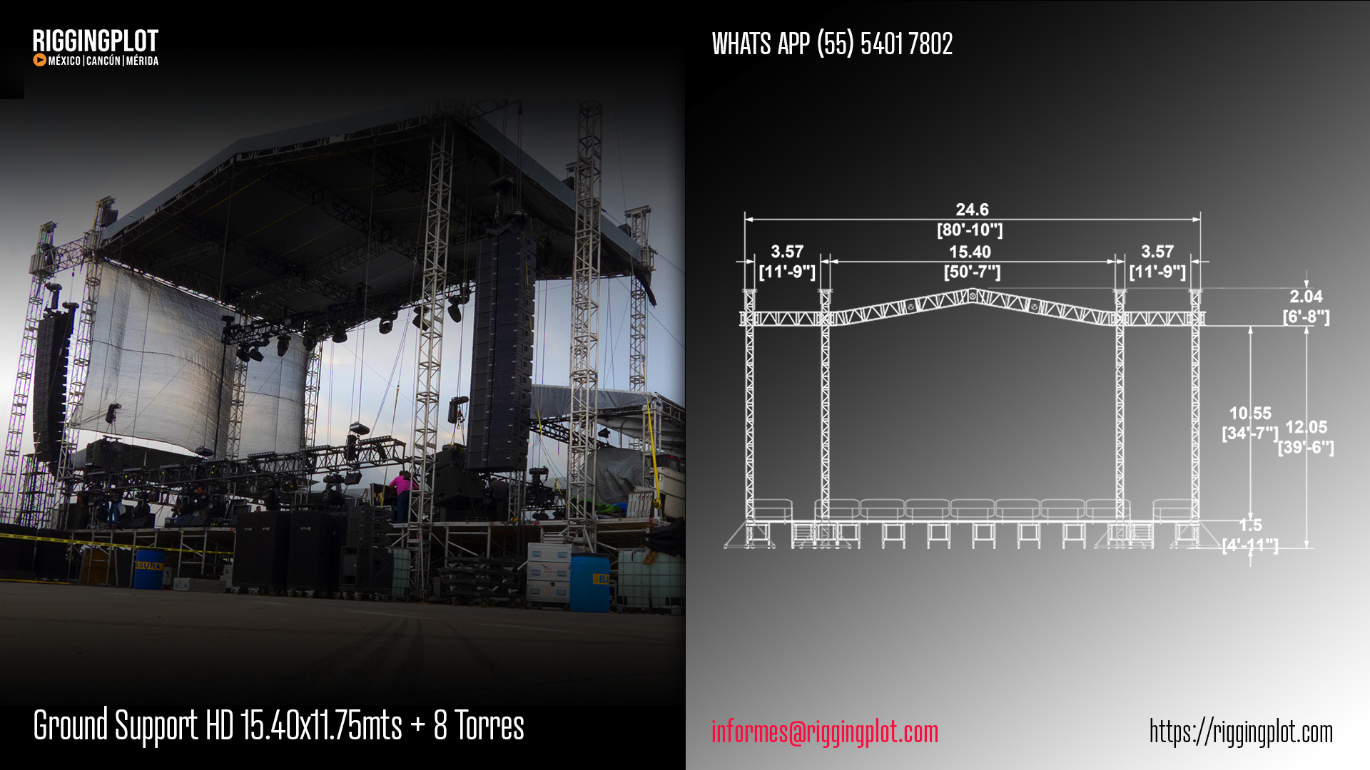 ficha tecnica ground support hd 15.40x11.75mts 8 torres merida